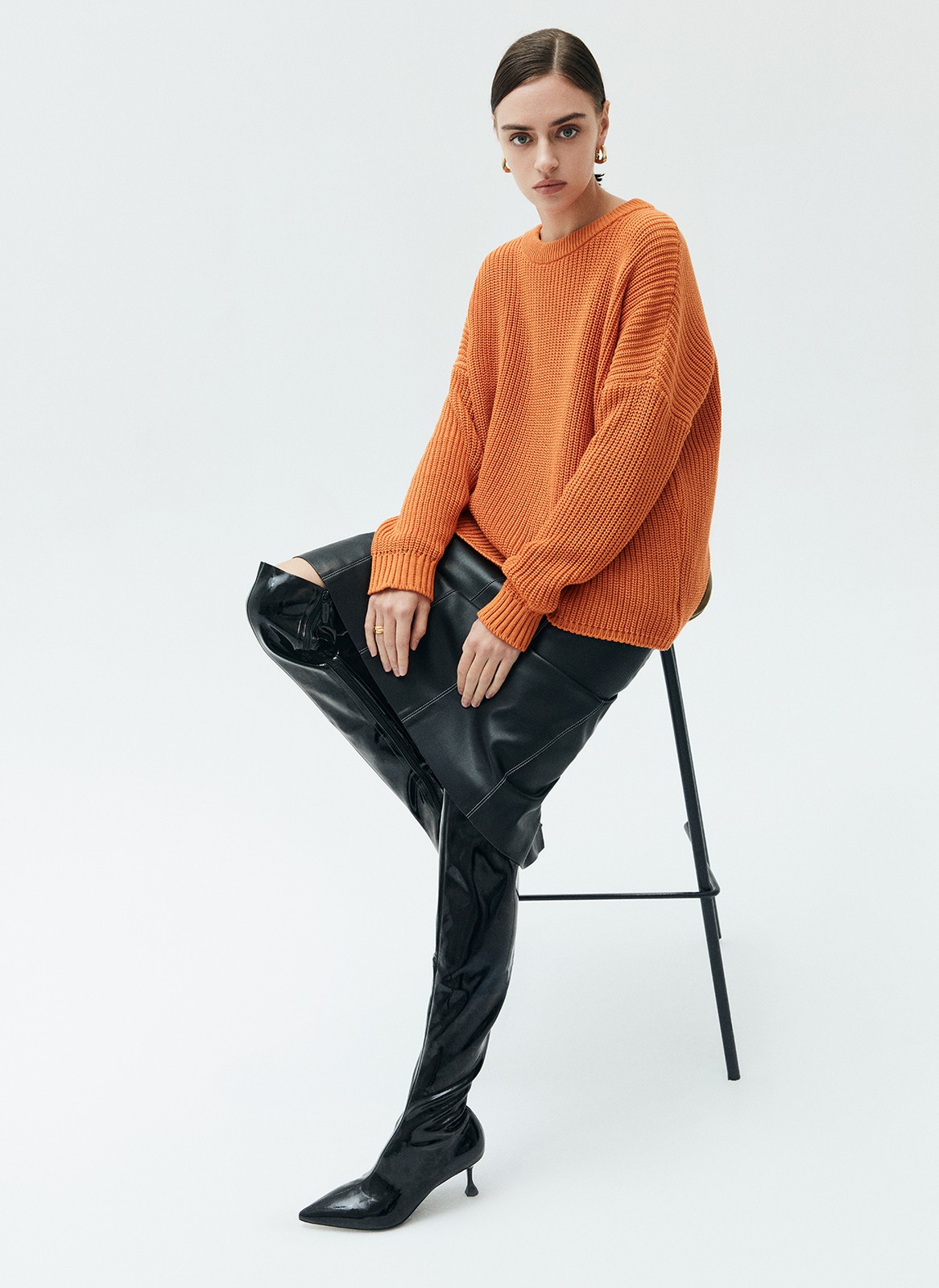 Свитер с круглым вырезом, цвет: рыжий Allweneed