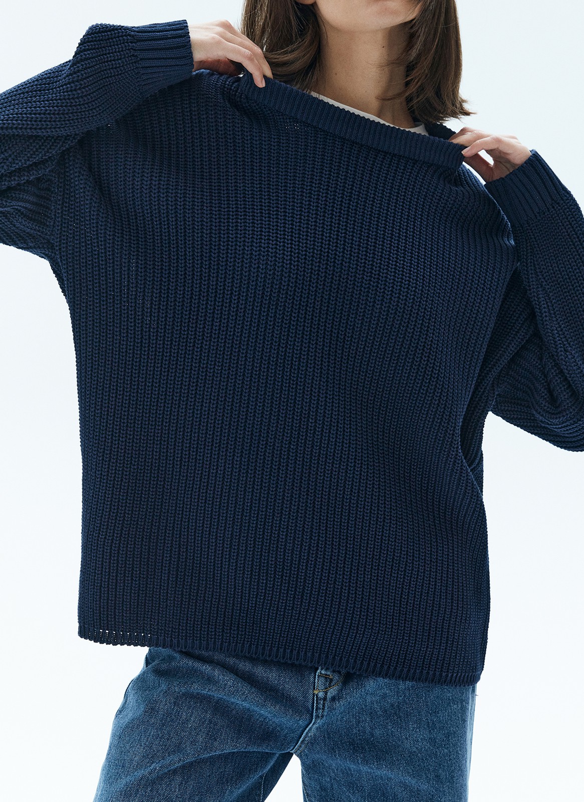 Свитер с круглым вырезом, цвет: темно-синий Allweneed