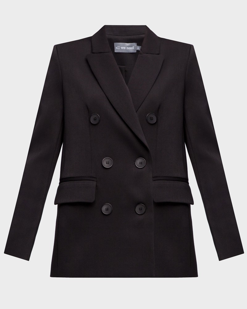 Жакет JA004, цвет: Черный Allweneed Двубортный жакет послужит удачным дополнением не только к офисным нарядам, но и к повседневным образам.