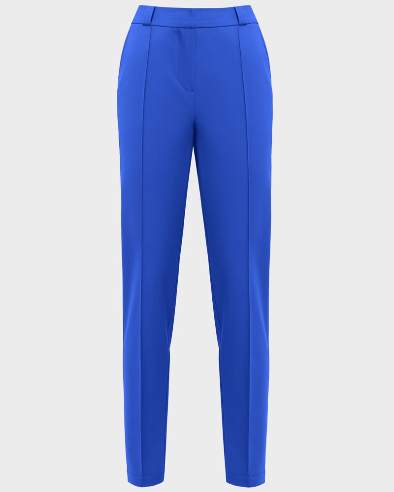 Брюки PA004-1, цвет: синий Allweneed Зауженные к низу брюки полуприлегающего силуэта со средней посадкой и застежкой на молнию и крючки. Посадка на талии и стрелка визуально удлиняют ноги и делают ваш образ более собранным и элегантным.