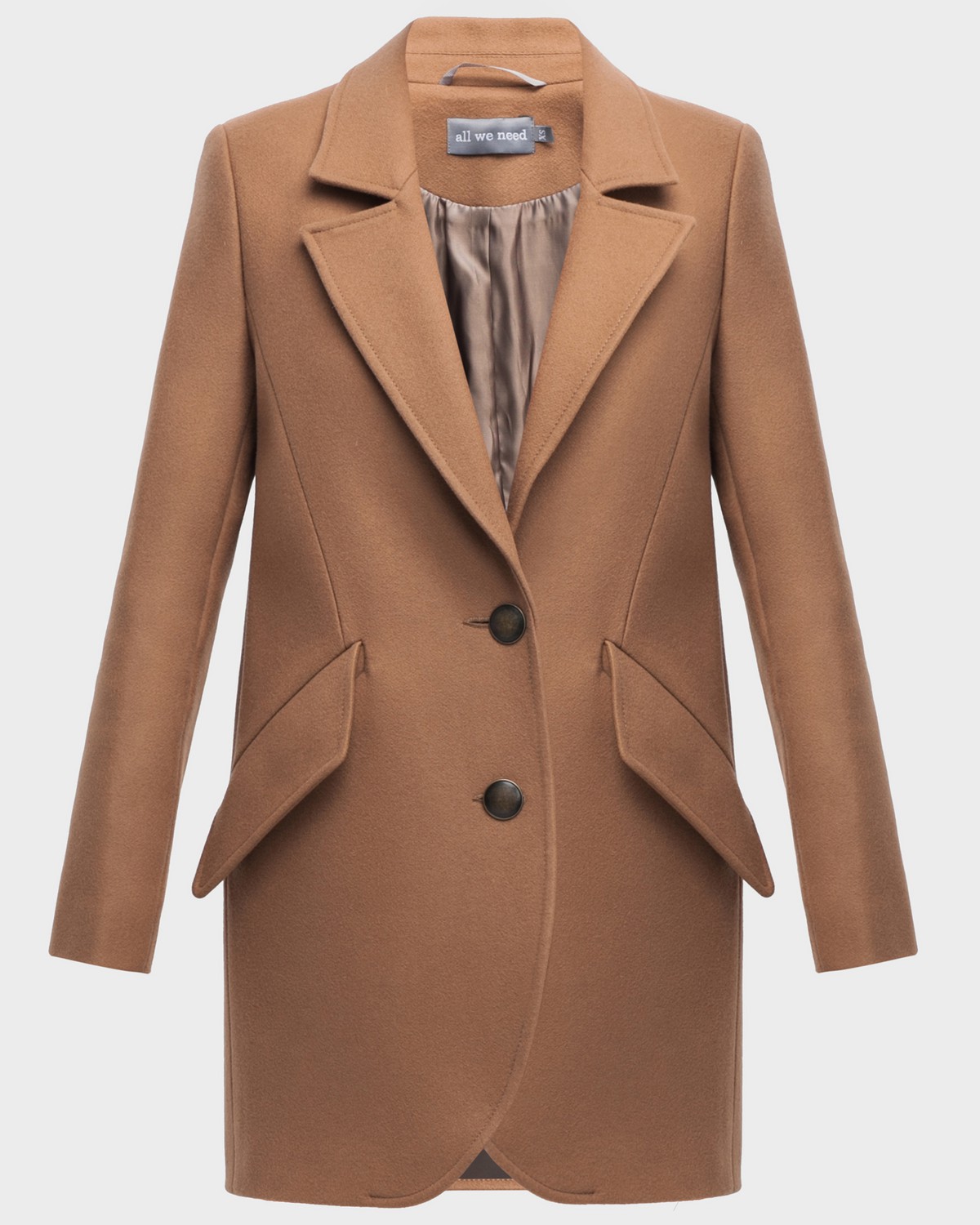 Пальто-жакет прямого силуэта с металлическими пуговицами и втачаным рукавом и клапанами на карманах. Выполнено из плотной шерсти на подкладе с декоративными отстрочками по всему изделию и шлицей сзади.
Современный крой пальто подчеркивает женственность и позволяет создавать трендовые образы как в деловом, так и в романтичном стиле

На модели размер XS