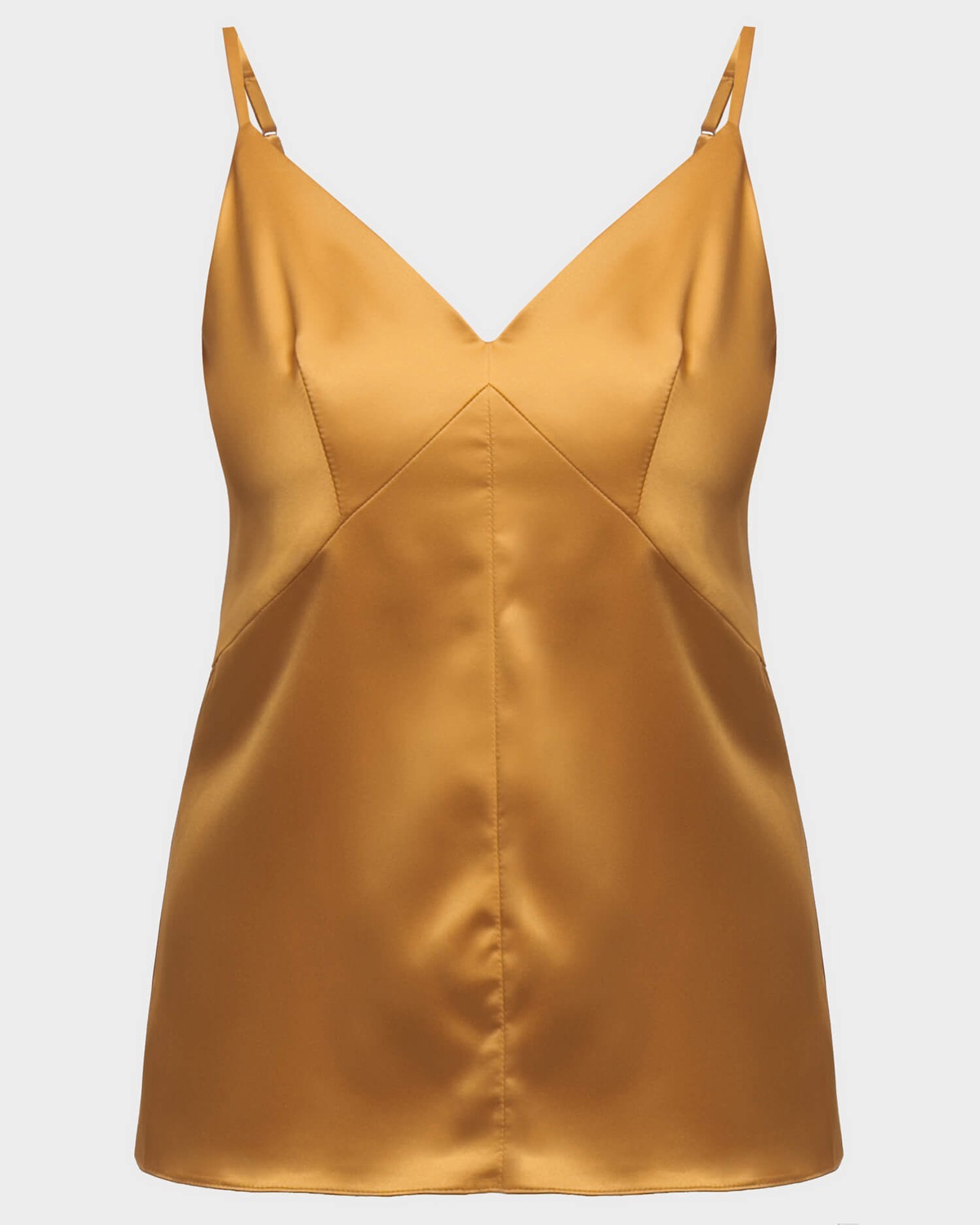 Топ ТО004, цвет: янтарный Allweneed Топ в бельевом стиле с застежкой на молнию и крючок. Регулируемые бретели и двойные чашечки позволяют носить топ без белья. С ним можно собрать как изысканный вечерний, так и стильный деловой образ.