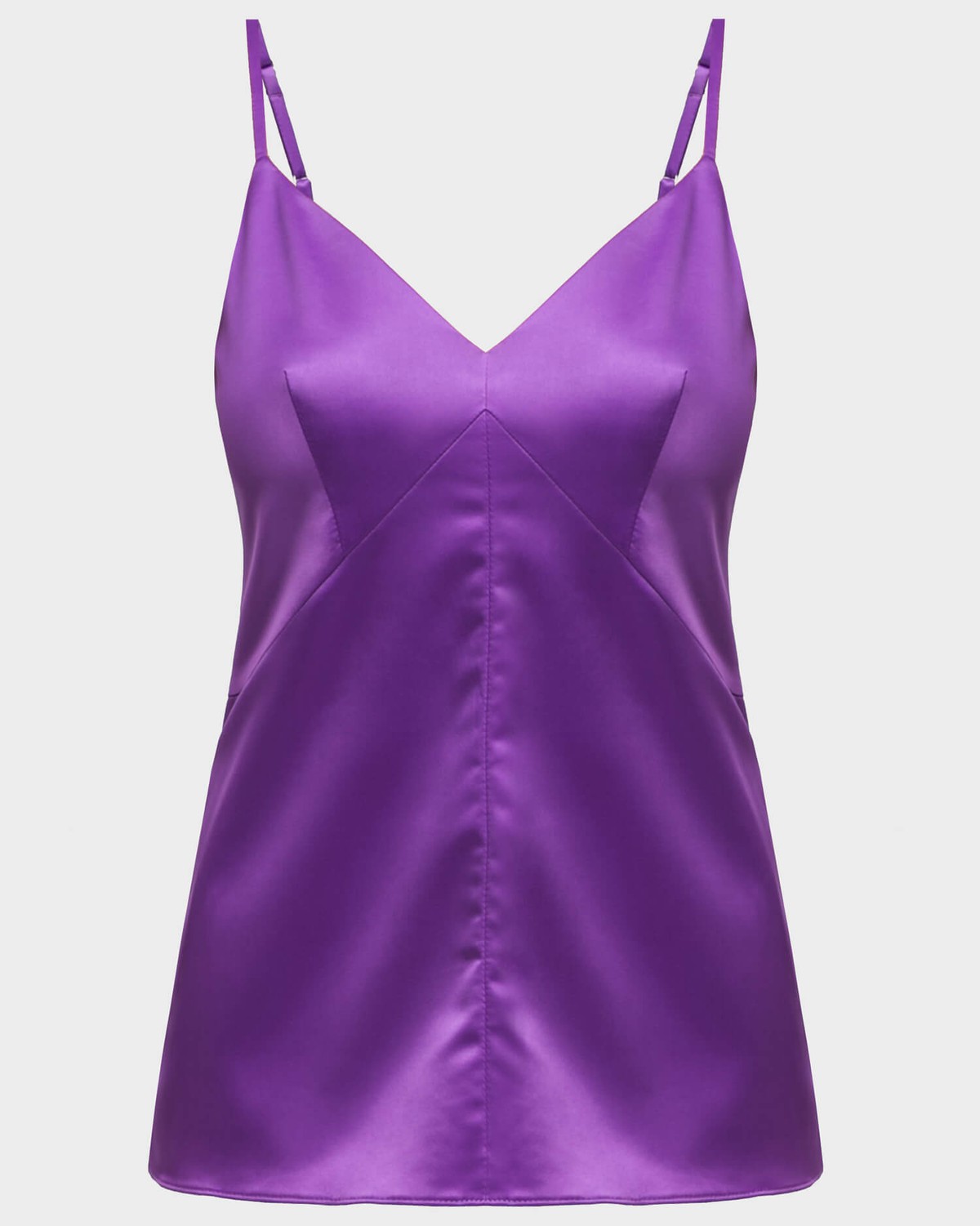 Топ ТО004, цвет: фиолетовый Allweneed Топ в бельевом стиле с застежкой на молнию и крючок. Регулируемые бретели и двойные чашечки позволяют носить топ без белья. С ним можно собрать как изысканный вечерний, так и стильный деловой образ.