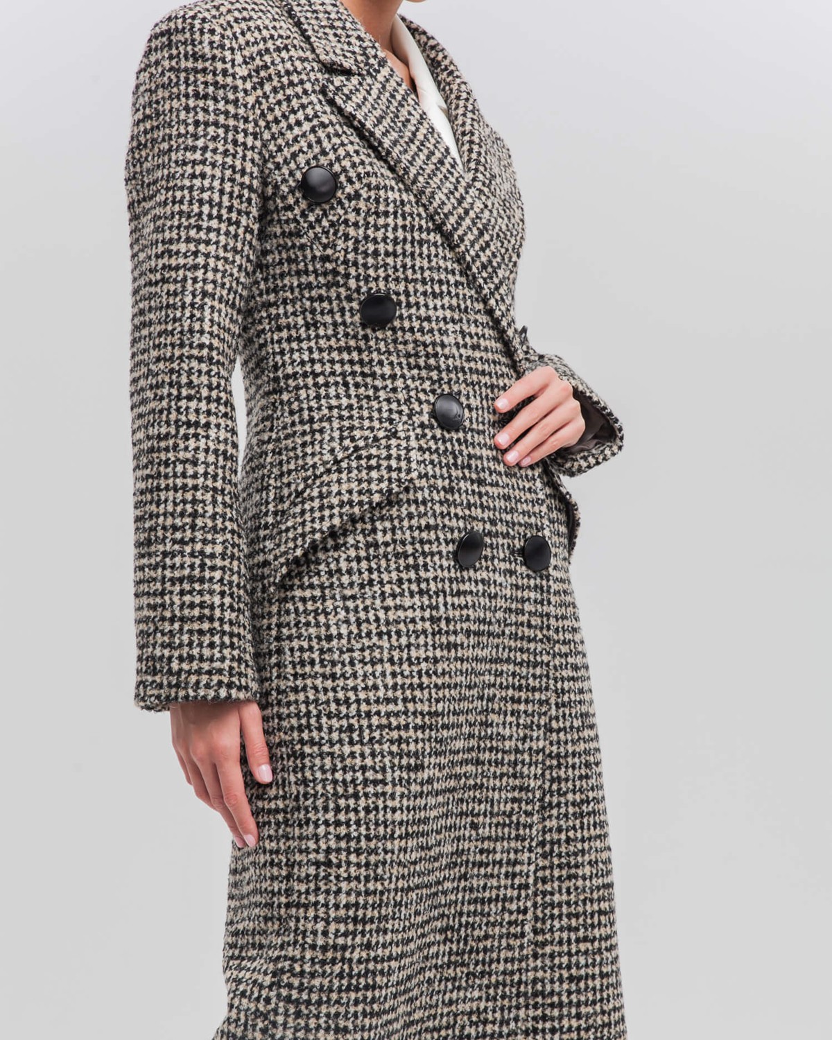 Пальто CO-036 (черно-бежевая клетка)
