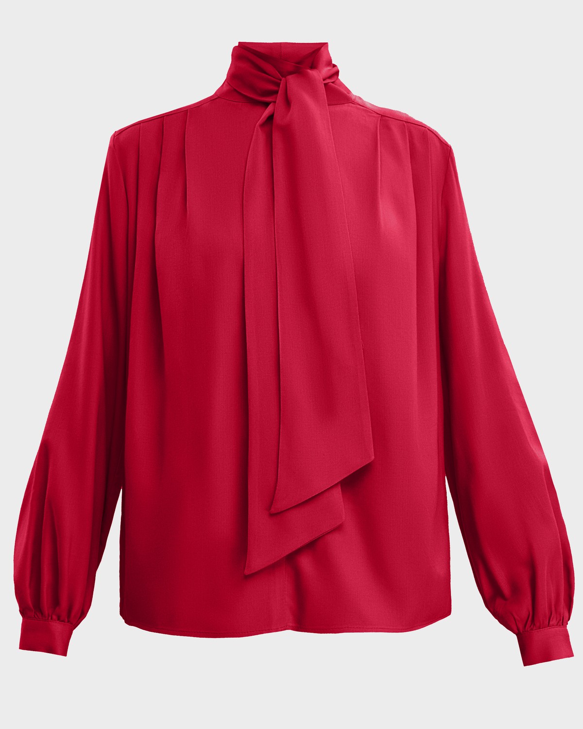 Блуза BL010, цвет: красный Allweneed Блуза с широкими рукавами, узкими манжетами, драпировкой и бантом на груди добавит женственности любому деловому образу.