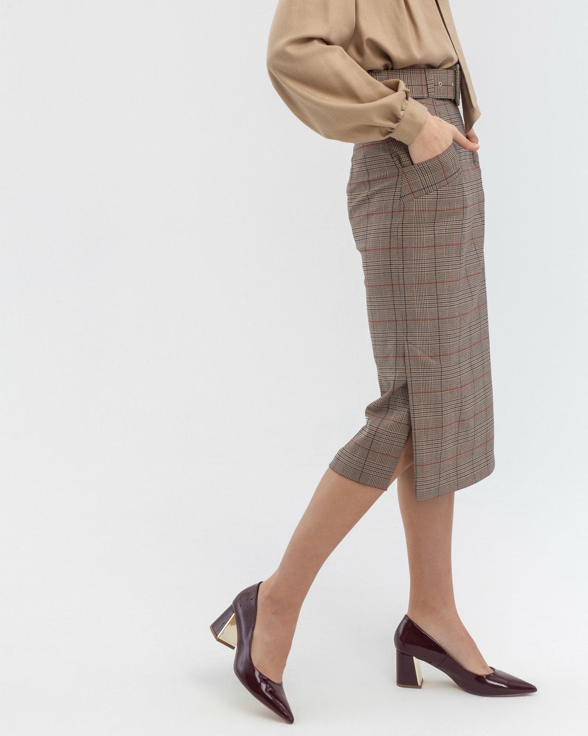 Юбка SK-012 (серо-красный)