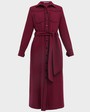 Платье DR042, цвет: винный Allweneed Платье-рубашка приталенного силуэта длины миди с застежкой на пуговицы дополнено поясом в тон из основного материала и кантом черного цвета. С этим платьем можно собрать множество образов, так как оно прекрасно смотрится как самостоятельно, так и в качестве накидки, дополняющей образ с водолазкой и брюками.