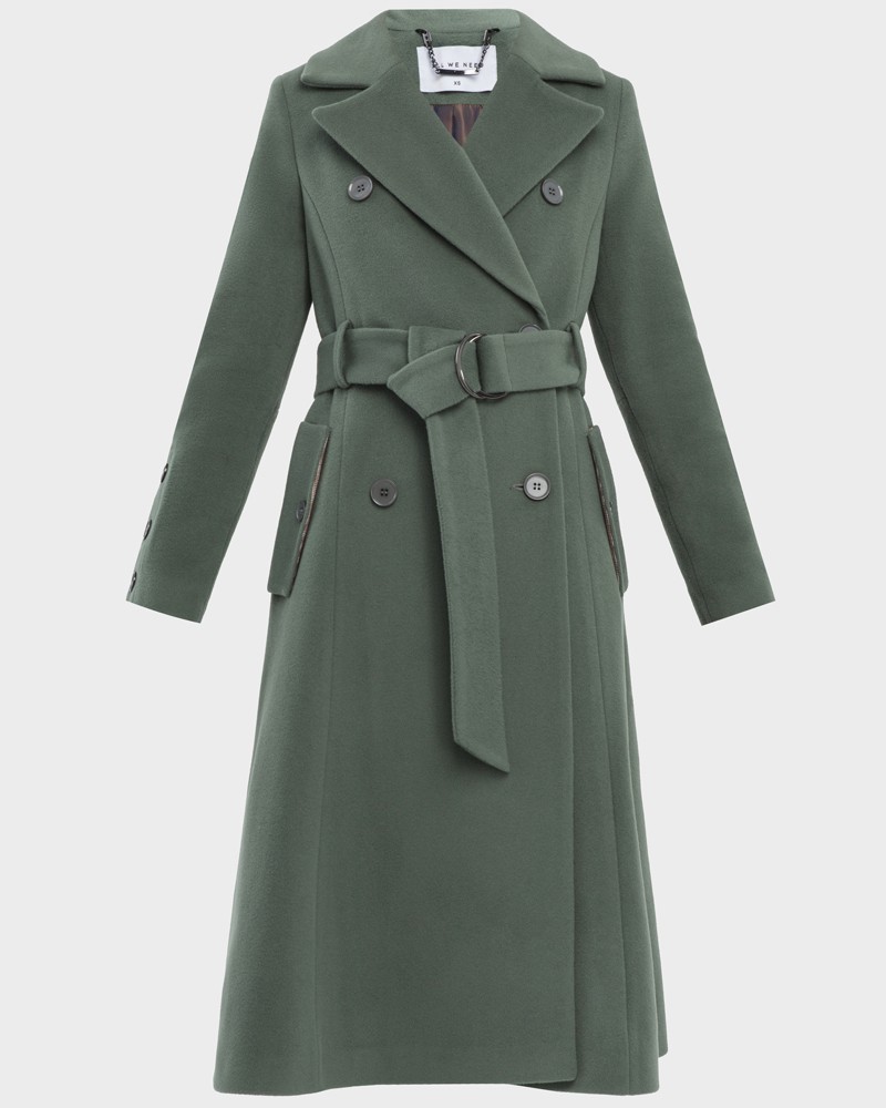 Пальто-тренч Ashlie формы-трапеция, цвет: оливковый Allweneed Пальто-тренч с втачанным рукавом классической посадки. Дополнено поясом из основного материала с металлической пряжкой и пуговицами в тон. За счет рельефов и формы трапеция, расширяющейся к низу, пальто создает женственный и утонченный силуэт.
На модели размер XS