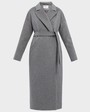 Пальто-халат длины maxi из плотной шерсти с кашемиром. Модель прямого силуэта с английским воротником.Пальто дополнено двумя вместительными карманами,без застежки с поясом из основного материала.
