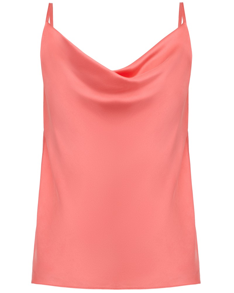 Двухслойный шёлковый топ в бельевом стиле с шалевым воротником, регулируемый бретелями. Невероятно нежный материал и драпировка делают топ идеальным для создания вечерних образов.