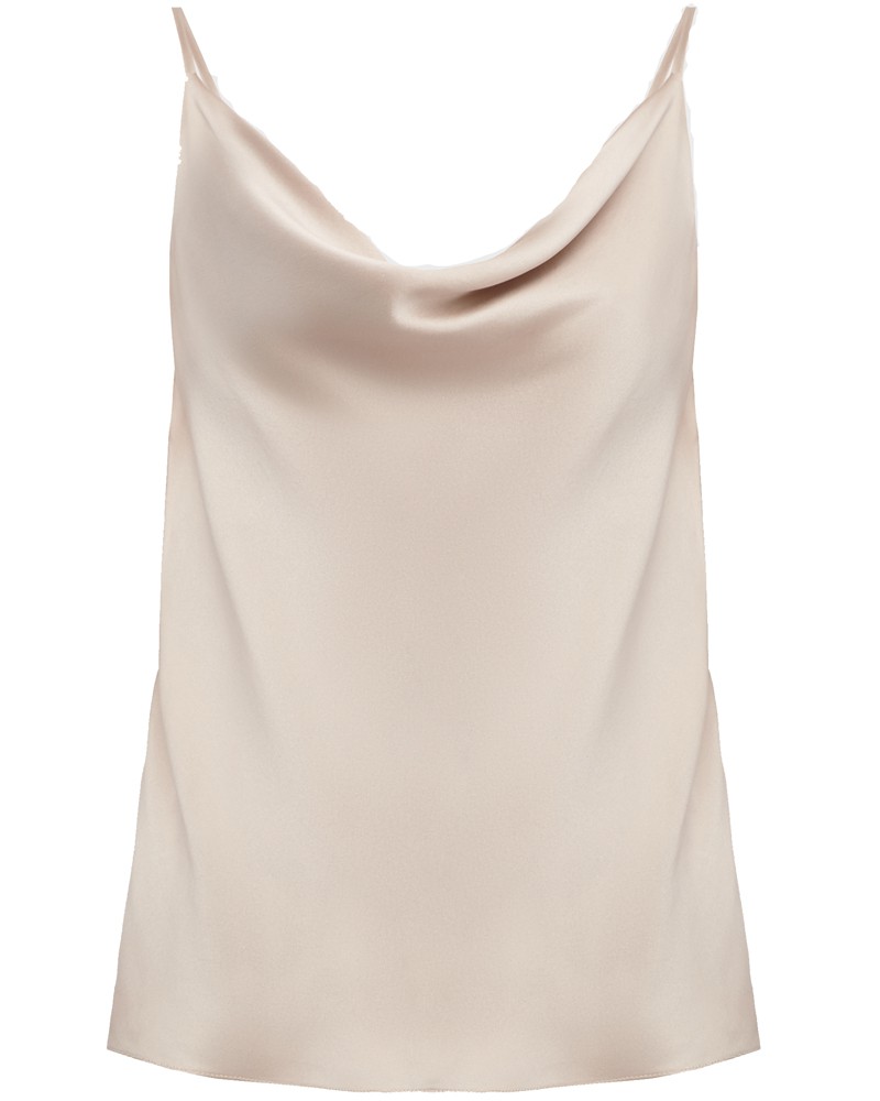 Топ ТО007, цвет: бежевый Allweneed Двухслойный шёлковый топ в бельевом стиле с шалевым воротником, регулируемый бретелями. Невероятно нежный материал и драпировка делают топ идеальным для создания вечерних образов.