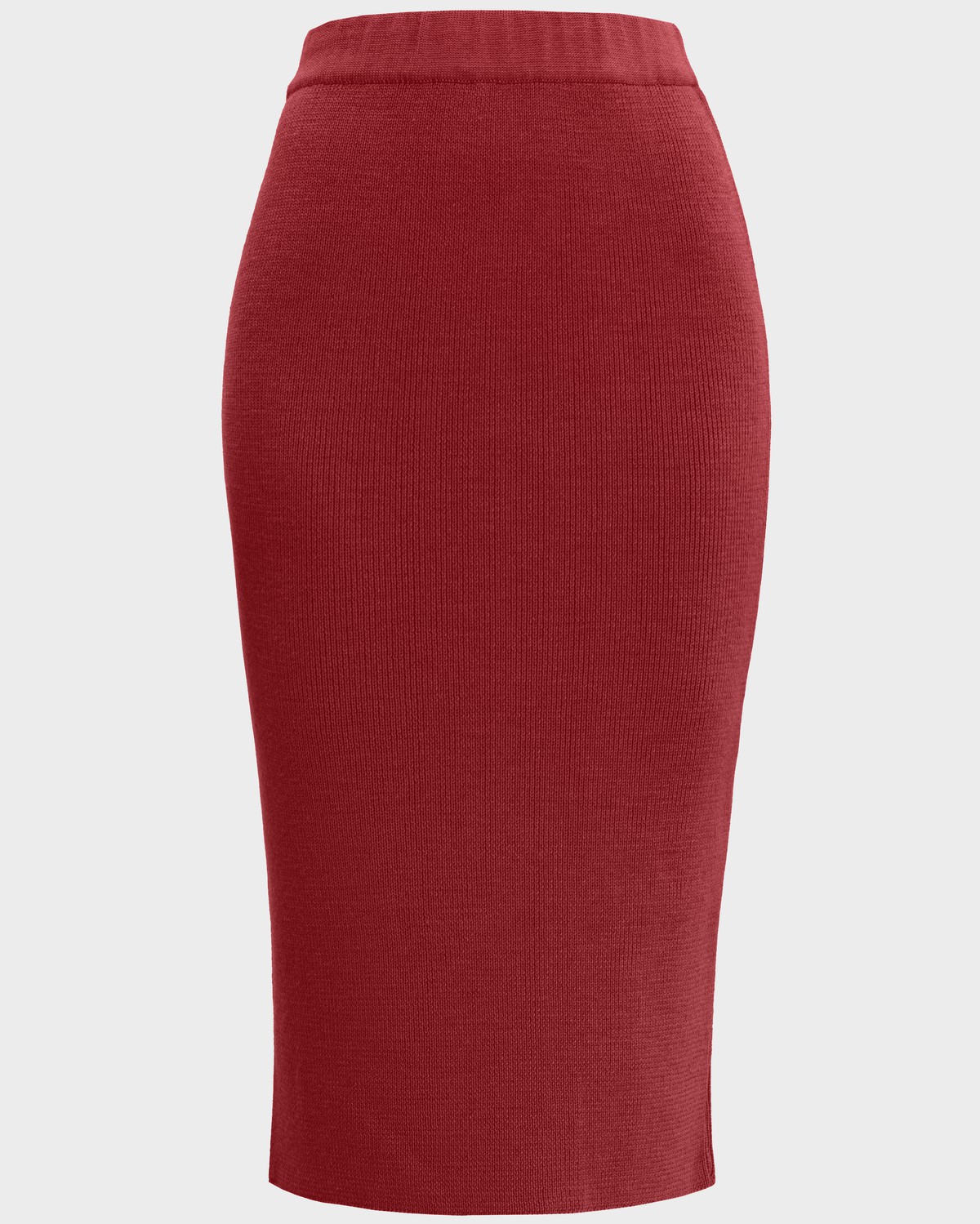 Юбка трикотажная миди, цвет: бордовый Allweneed Юбка длины миди из плотного шерстяного трикотажа слегка зауженная к низу. В сочетании с джемпером в тон позволит создать расслабленный образ в стиле casual.
На модели размер XS/S