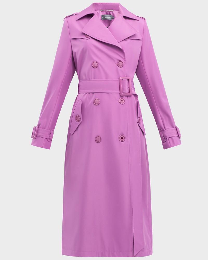 Тренч TR005, цвет: лаванда Allweneed Тренч классической посадки с втачным плечом, дополнен поясом с фурнитурой в тон изделия. Незаменимая вещь для яркихпрогулок