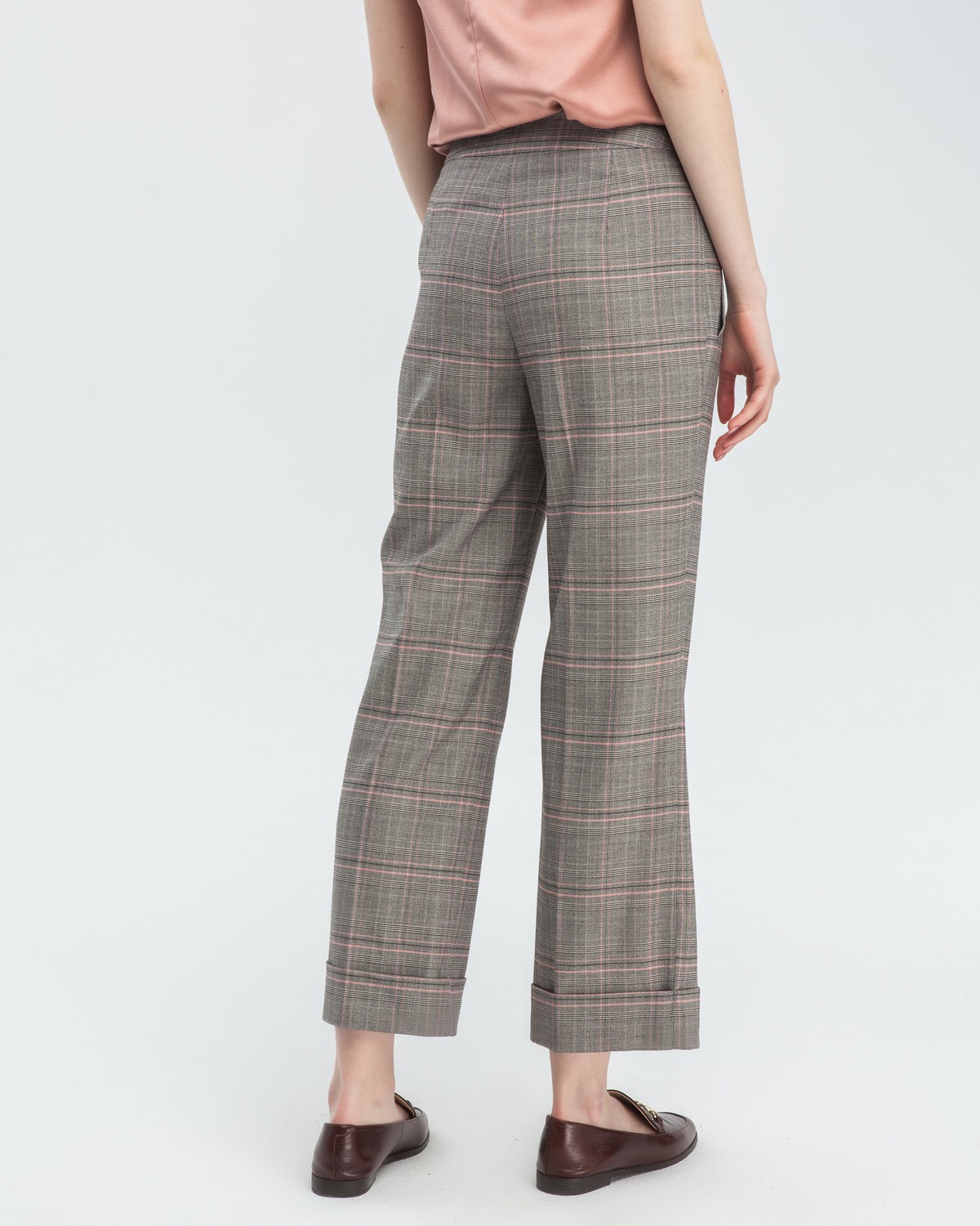 Брюки PA-018 ( серо-розовая клетка)