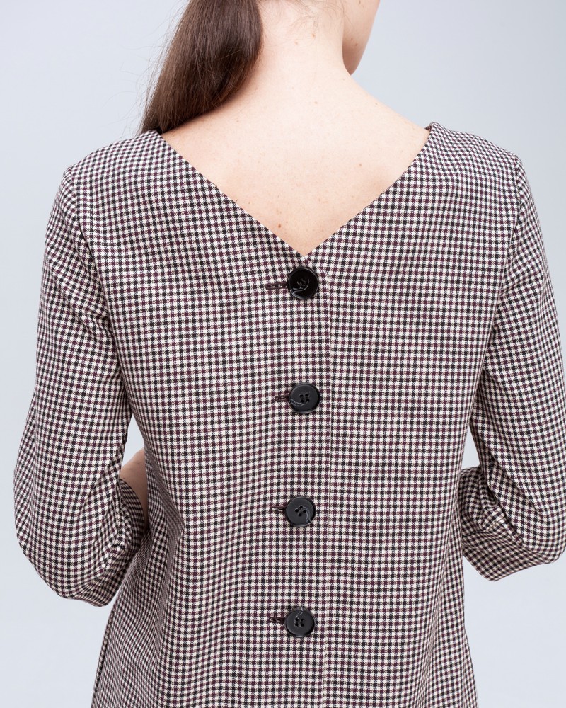 Платье DR-051 (бежево-баклажановая клетка)