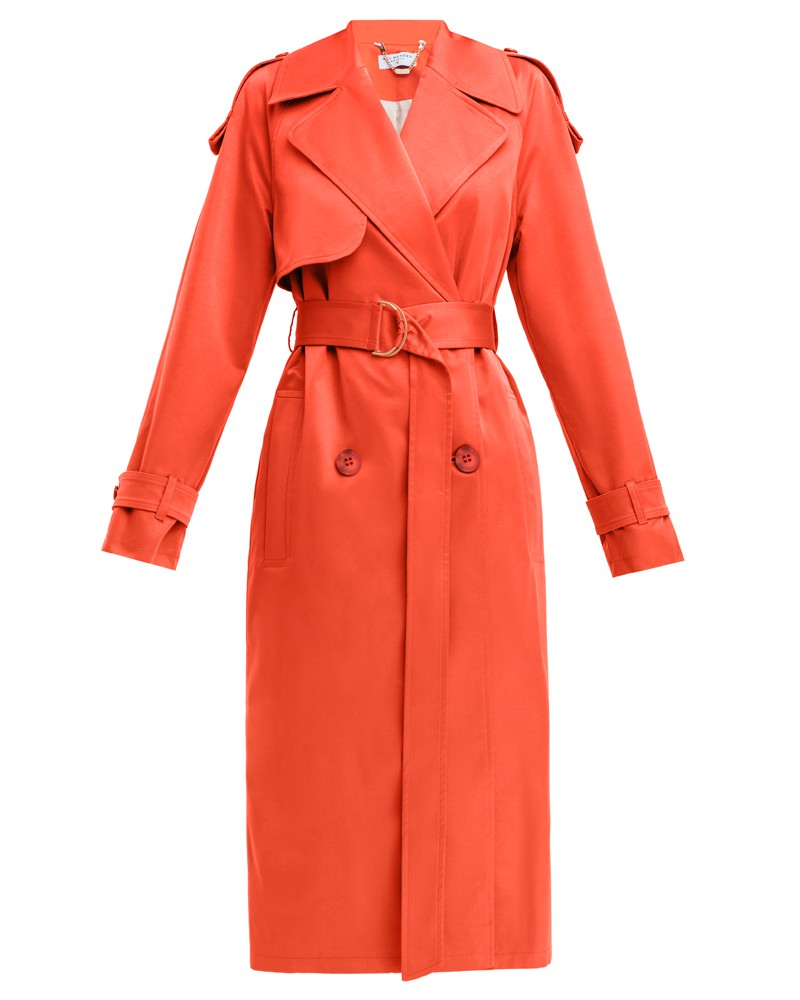 Тренч классической посадки с рукавом реглан. Дополнен погонами, патами на рукавах и поясом в тон изделия с металлической пряжкой. Выполнен из плащевой ткани с добавалением хлопка, на подкладке. Защитит от ветра весенними вечерами.