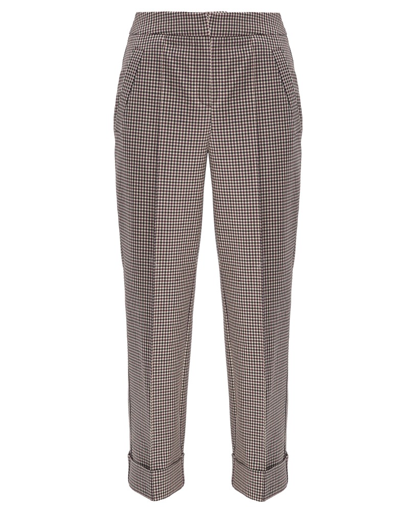 Брюки PA-018 (бежево-баклажановая клетка)