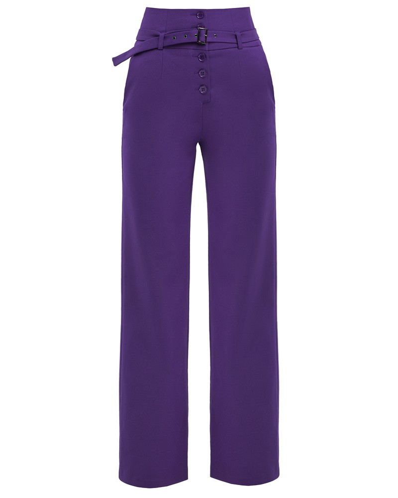 Брюки PA019, цвет: фиолетовый Allweneed Широкие брюки палаццо в пол с застежкой на ряд пуговиц и высокой талией. Дополнены тонким поясом с пряжкой в тон. Способны сделать Ваши ноги бесконечными.
На модели размер XS