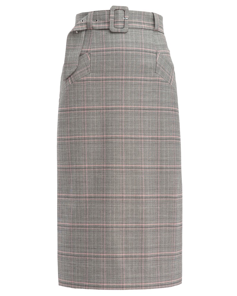 Юбка-карандаш длины миди из плотной вискозы на подкладке дополнена поясом в тон с обтяжной пряжкой. Идеальная база для создания деловых и вечерних образов. Сочетайте юбку с блузами ирубашками свободного кроя.