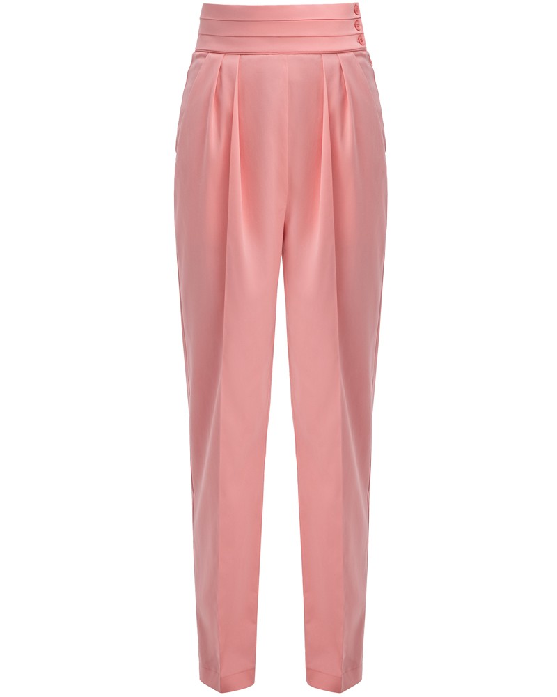 Зауженные брюки с защипами на высокой талии с поясом со складками. Сочетайте с жакетом от комплекта, чтобы собрать образ в стиле power-dressing.

На модели размер XS