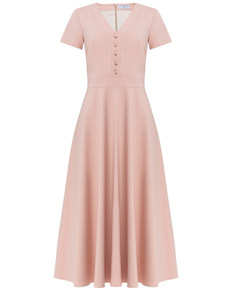 Платье DR055, цвет: пудровый Allweneed Платье А-силуэта с V-образным вырезом дополнено декоративными пуговицами в тон изделия. Нежный, женственный вариант на каждый день.
На модели размер XS