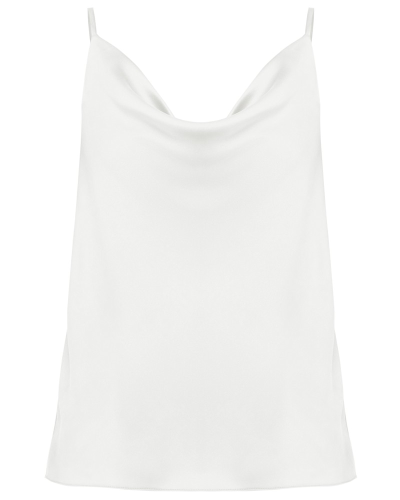 Топ ТО007, цвет: белый Allweneed Двухслойный шёлковый топ в бельевом стиле с шалевым воротником, регулируемый бретелями. Невероятно нежный материал и драпировка делают топ идеальным для создания вечерних образов.
