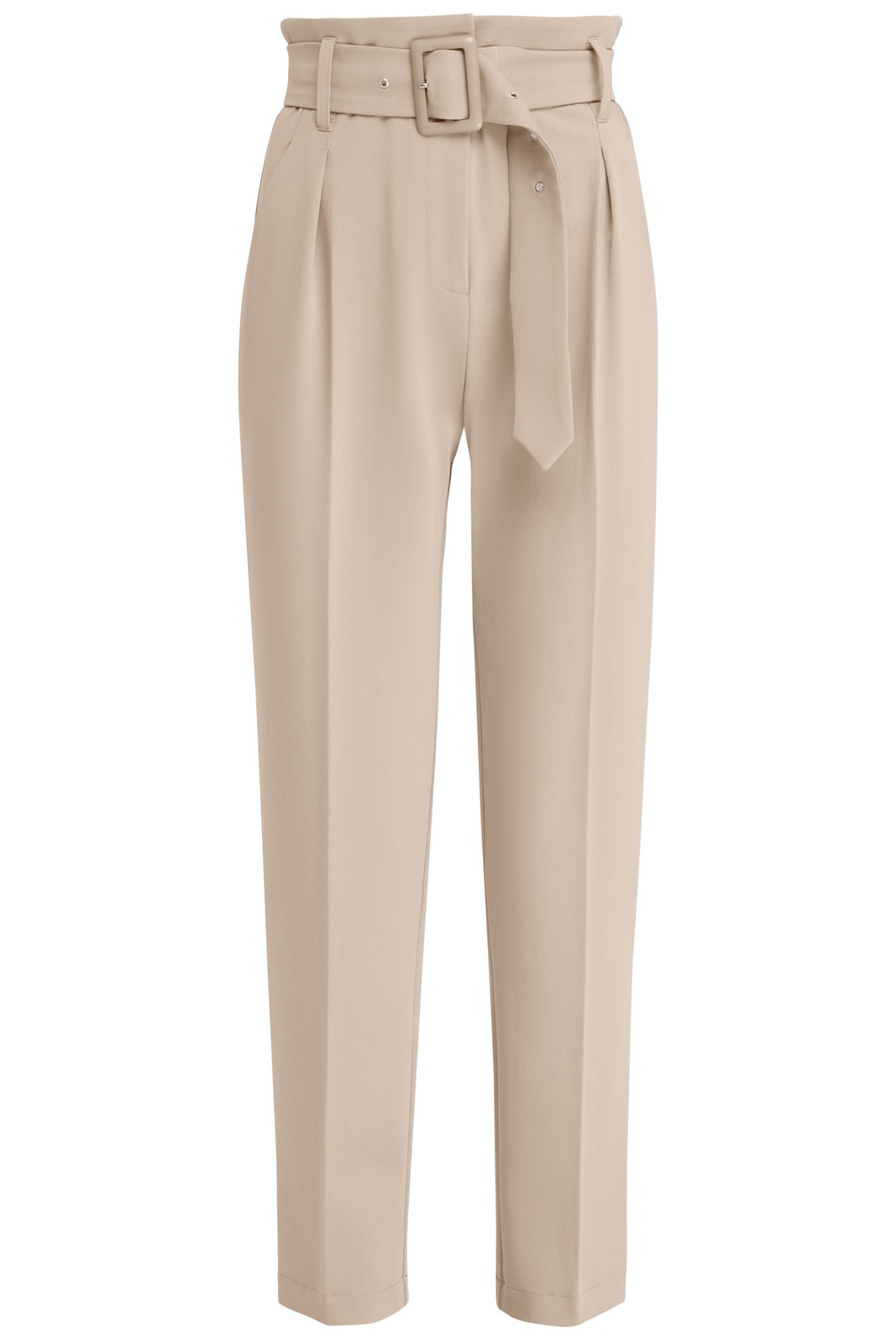 Зауженные брюки на высокой талии дополнены поясом в тон изделия.Сочетайте с однотонным жакетом из комплекта для создания изысканного, делового или вечернего образа.

На модели размер XS