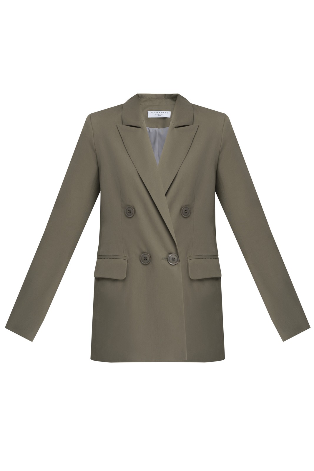 Жакет JA007, цвет: хаки Allweneed Двубортный жакет свободного кроя с обтяжными пуговицами и клапанами на карманах. Сочетайте с брюками в тон для создания изысканного, делового или вечернего образа.
На модели размер XS