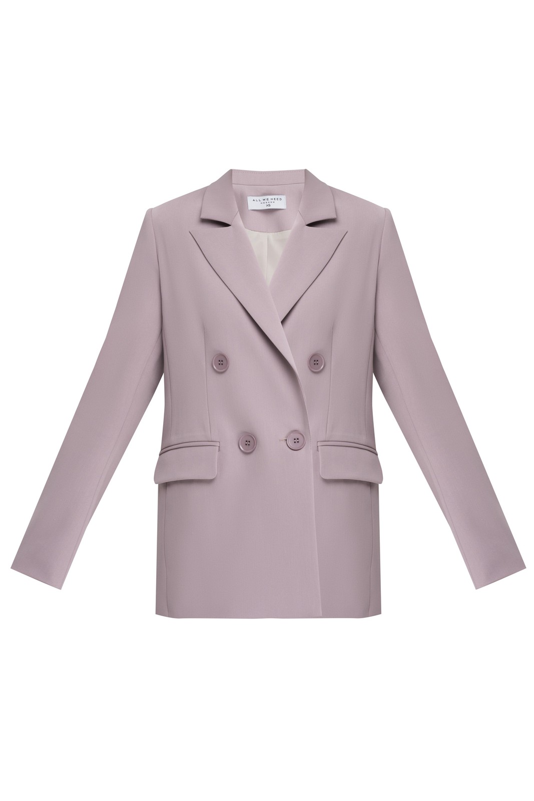 Двубортный жакет свободного кроя с обтяжными пуговицами и клапанами на карманах. Сочетайте с брюками в тон для создания изысканного, делового или вечернего образа.

На модели размер XS