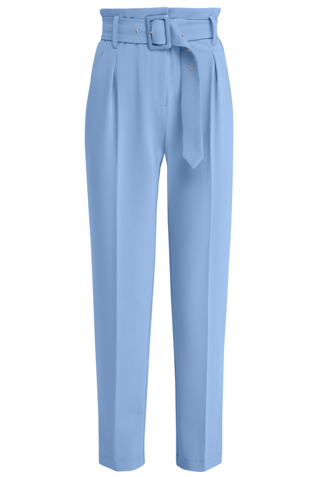Зауженные брюки на высокой талии дополнены поясом в тон изделия.Сочетайте с однотонным жакетом из комплекта для создания изысканного, делового или вечернего образа.

На модели размер XS