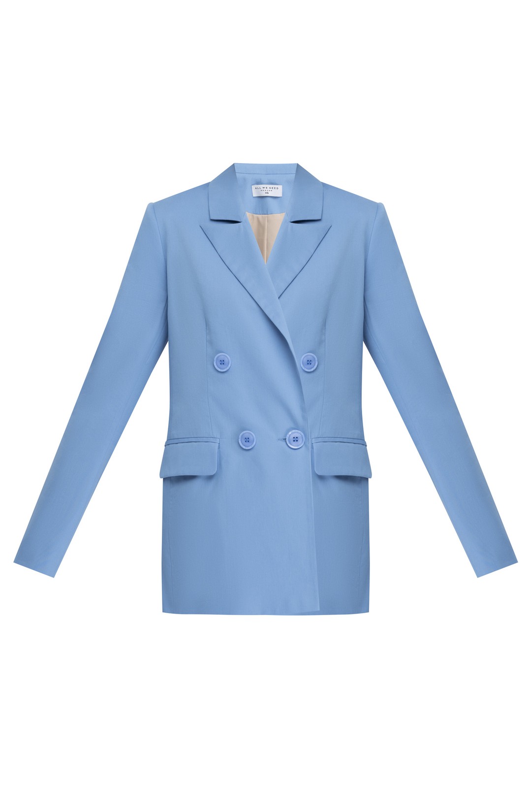 Двубортный жакет свободного кроя с обтяжными пуговицами и клапанами на карманах. Сочетайте с брюками в тон для создания изысканного, делового или вечернего образа.

На модели размер XS