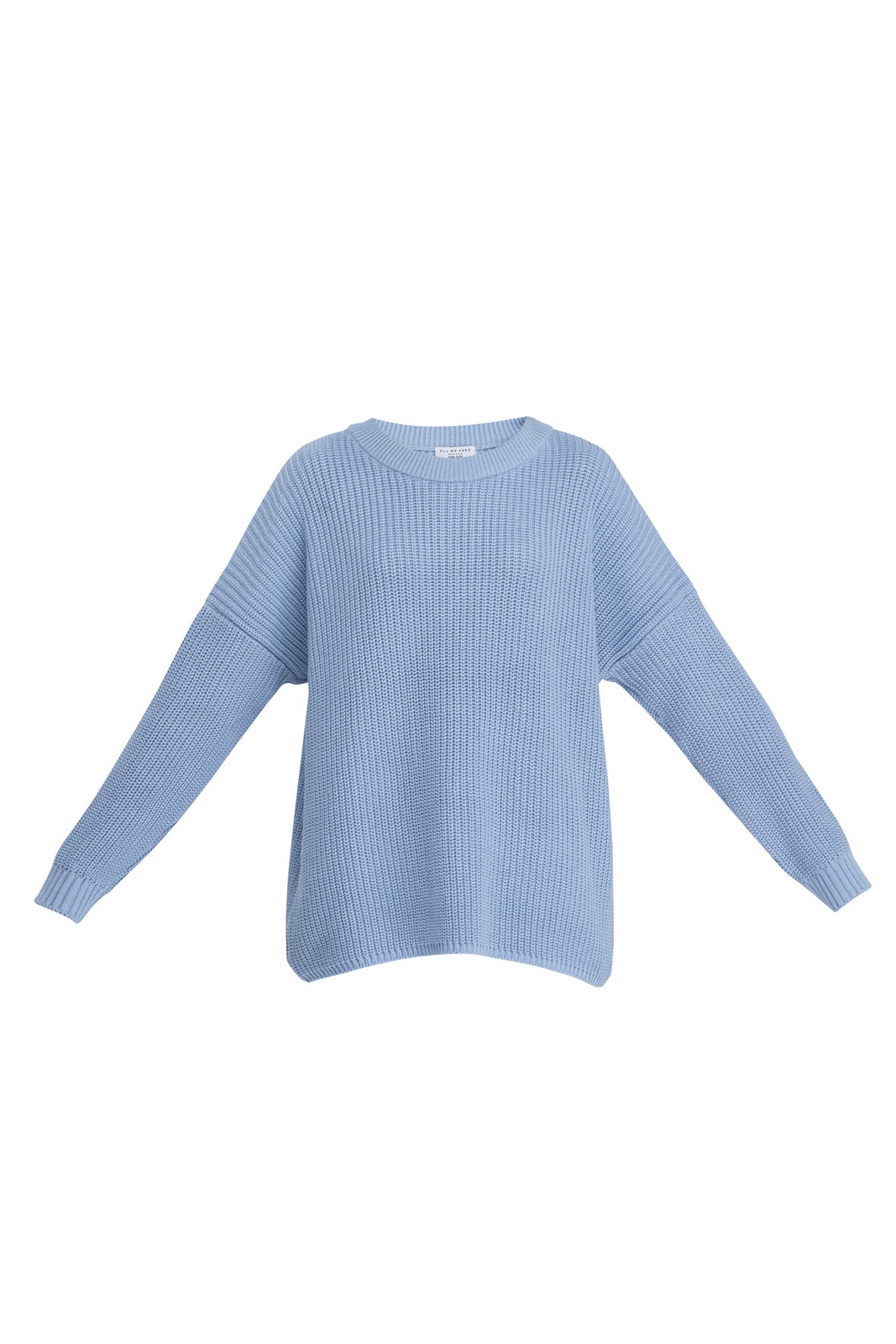 Свитер OVERSIZE SW001-1, цвет: голубой Allweneed Хлопковый свитер крупной вязки с круглым вырезом.Cвитероверсайзпозволяет создать множество образов, которыеподчеркнут девичью хрупкость. В нем удобно и уютно,его обладательница будет выглядеть как никогда женственно и изящно.