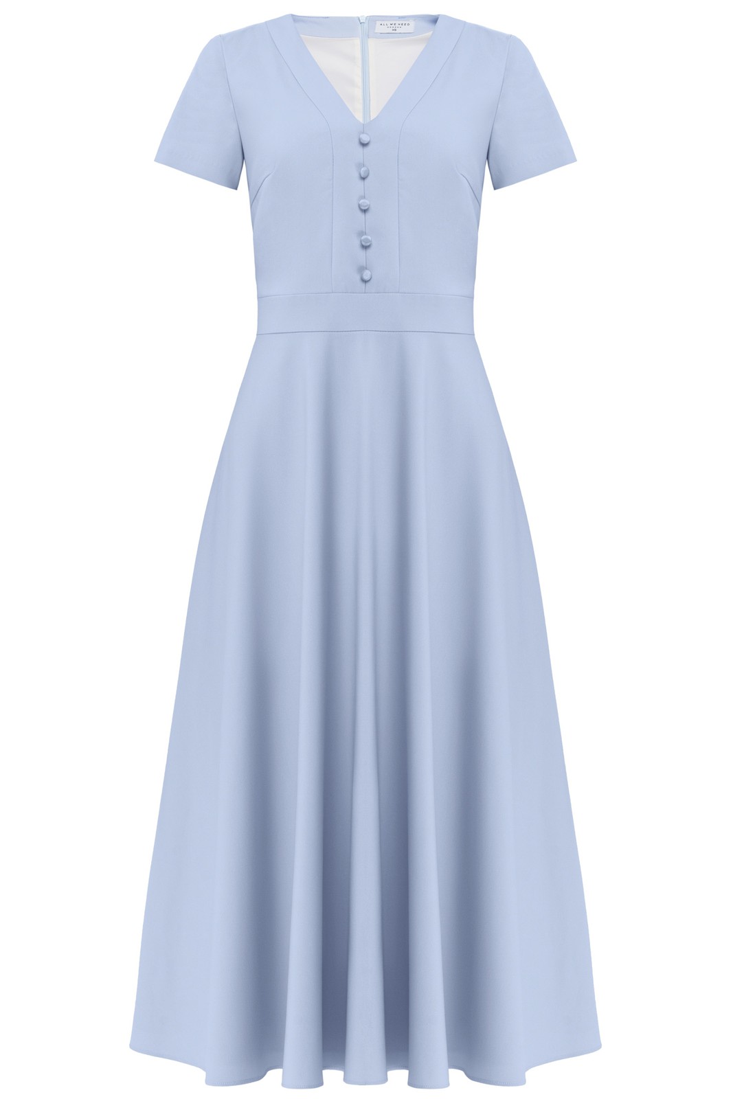 Платье DR055, цвет: голубой Allweneed Платье А-силуэта с V-образным вырезом дополнено декоративными пуговицами в тон изделия. Нежный, женственный вариант на каждый день.
На модели размер XS