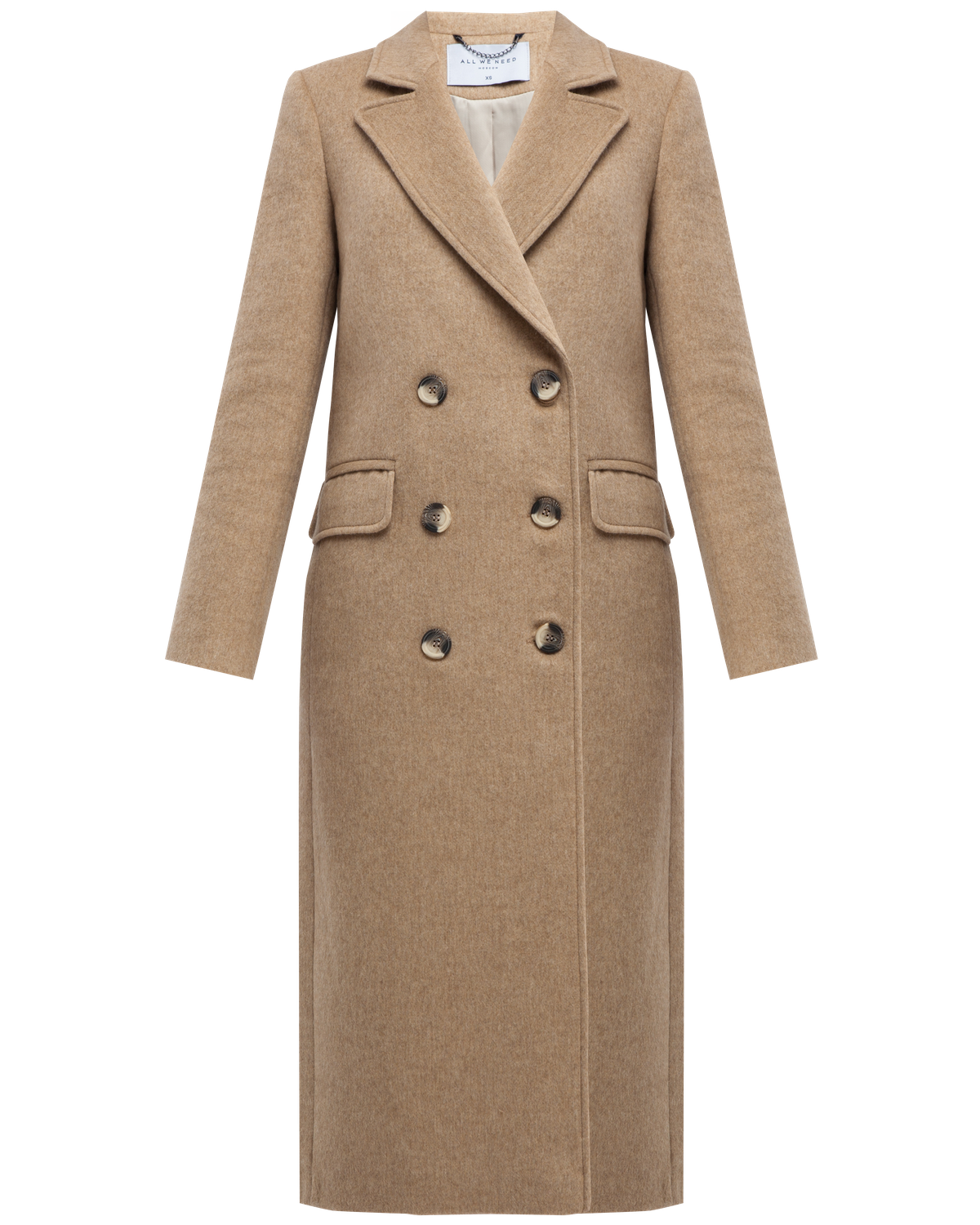 Двубортное пальто прямого кроя длины миди из мягкой шерсти на подкладе с двумя шлицами. Дополнено хлястиком на спинке. Главное преимущество этой модели - структурированный силуэт.

На модели размер XS