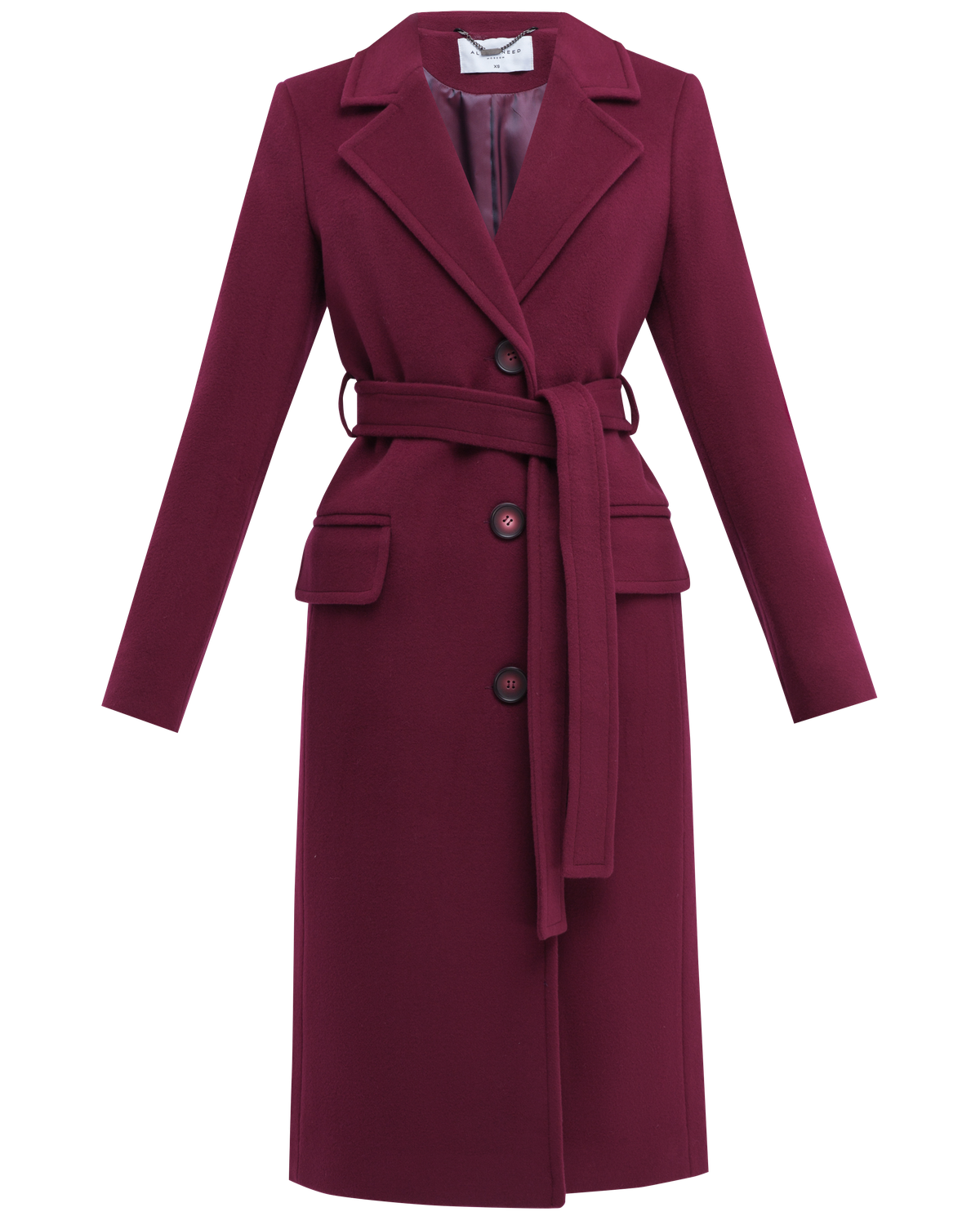 Пальто из плотной шерсти на подкладке. Модель прямого силуэта с английским воротником и классической линией плеча, застегивается на пуговицы, дополнено двумя вместительными карманами с клапаном и поясом в тон изделия. Модель средней длины хорошо смотрится как на миниатюрных, так и на высоких девушках.

На модели размер XS