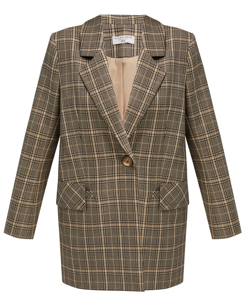 Удлиненный однобортный жакетс плечевыми накладками. Крой oversize дает отсылку к стилю мужского пиджака. Модель полуприталенного силуэта подчеркивает женственность фигуры. Жакет можно сочетать с брюками в тон, узкой юбкой или джинсами.

На модели размер XS/S

