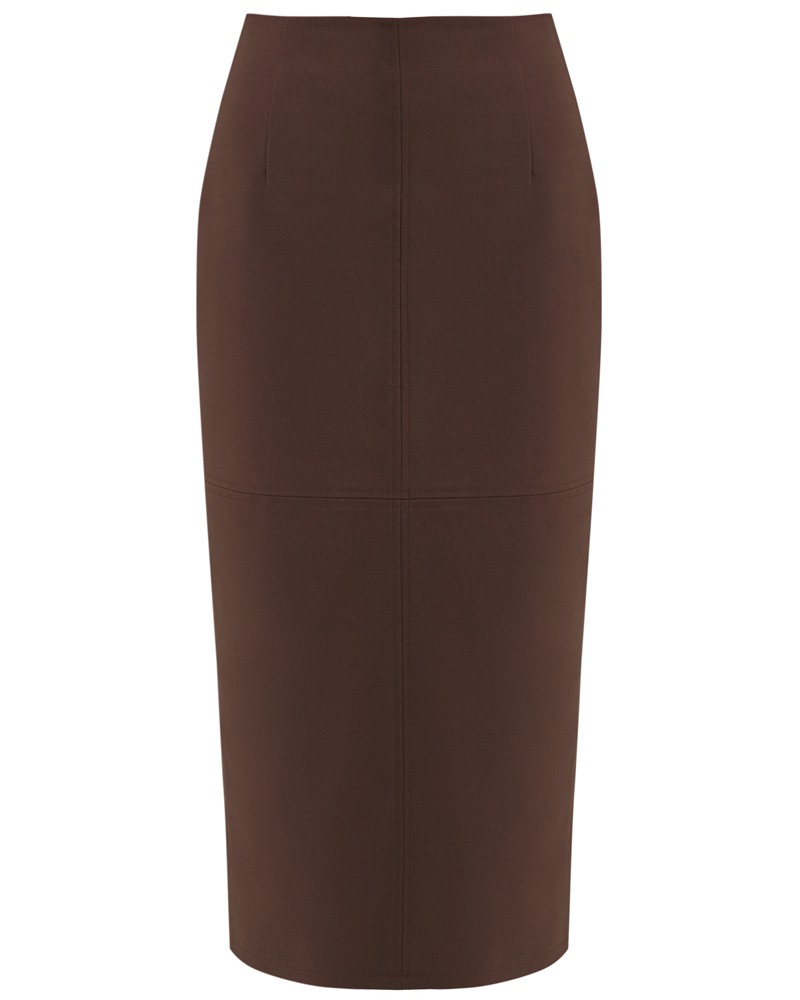 Юбка-карандаш миди, цвет: коричневый Allweneed Прямая юбка-карандаш длины миди. В среднем шве по спинке застежка на потайную молнию. Юбка состоит из четырех частей - со средним швом и горизонтальным, выше колена. Сзади присутствует разрев, который не будет стеснять движение. Базовая юбка, которую можно сочетать с жакетами и блузами различных цветов.
На модели размер XS