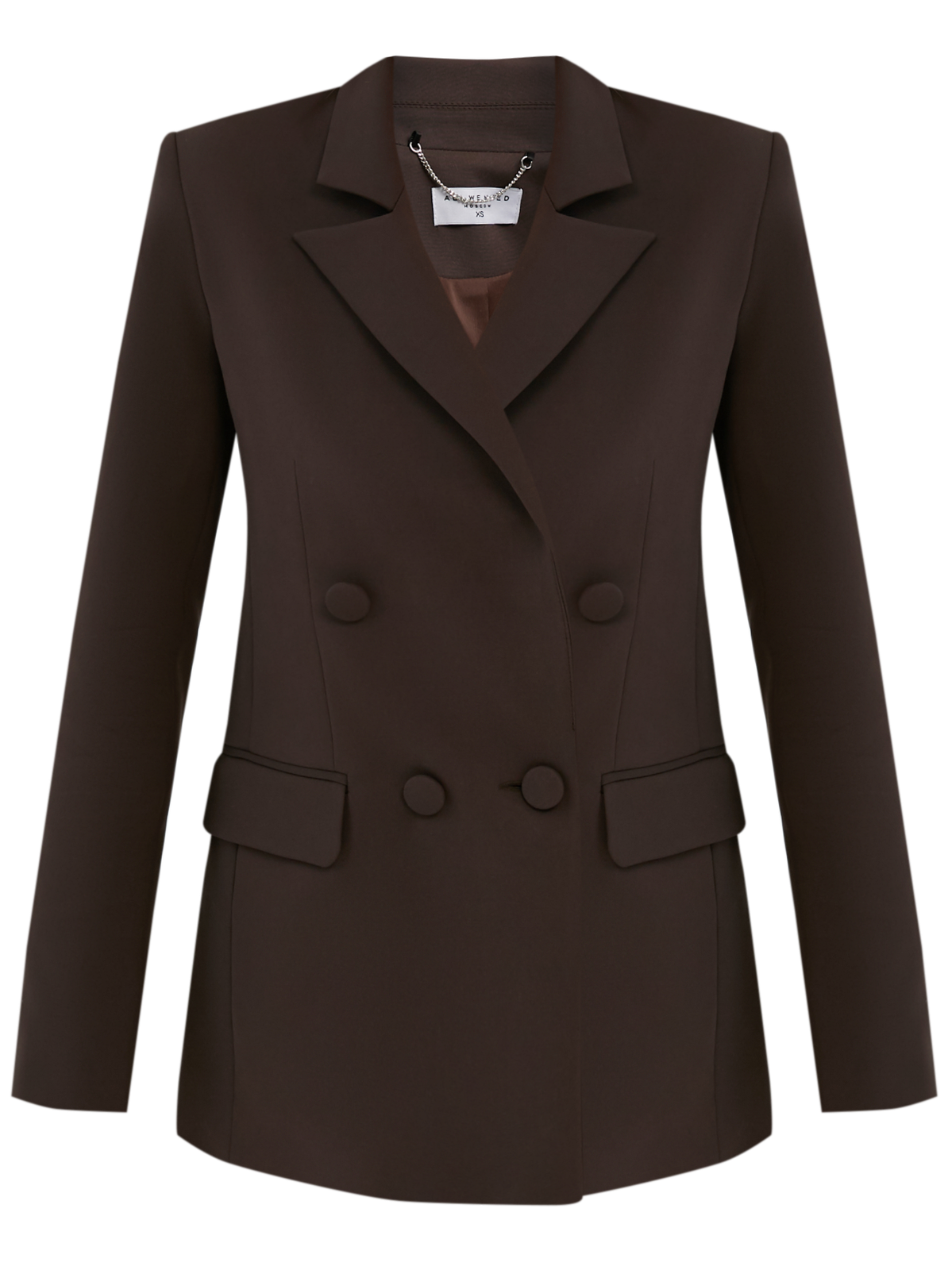 Жакет двубортный с обтяжными пуговицами, цвет: коричневый Allweneed Двубортный жакет свободного кроя с обтяжными пуговицами и клапанами на карманах. Сочетайте с брюками в тон для создания изысканного, делового или вечернего образа. Бестселлер базовой коллекции, который мы повторили этой осенью в глубоких природных оттенках.
На модели размер XS