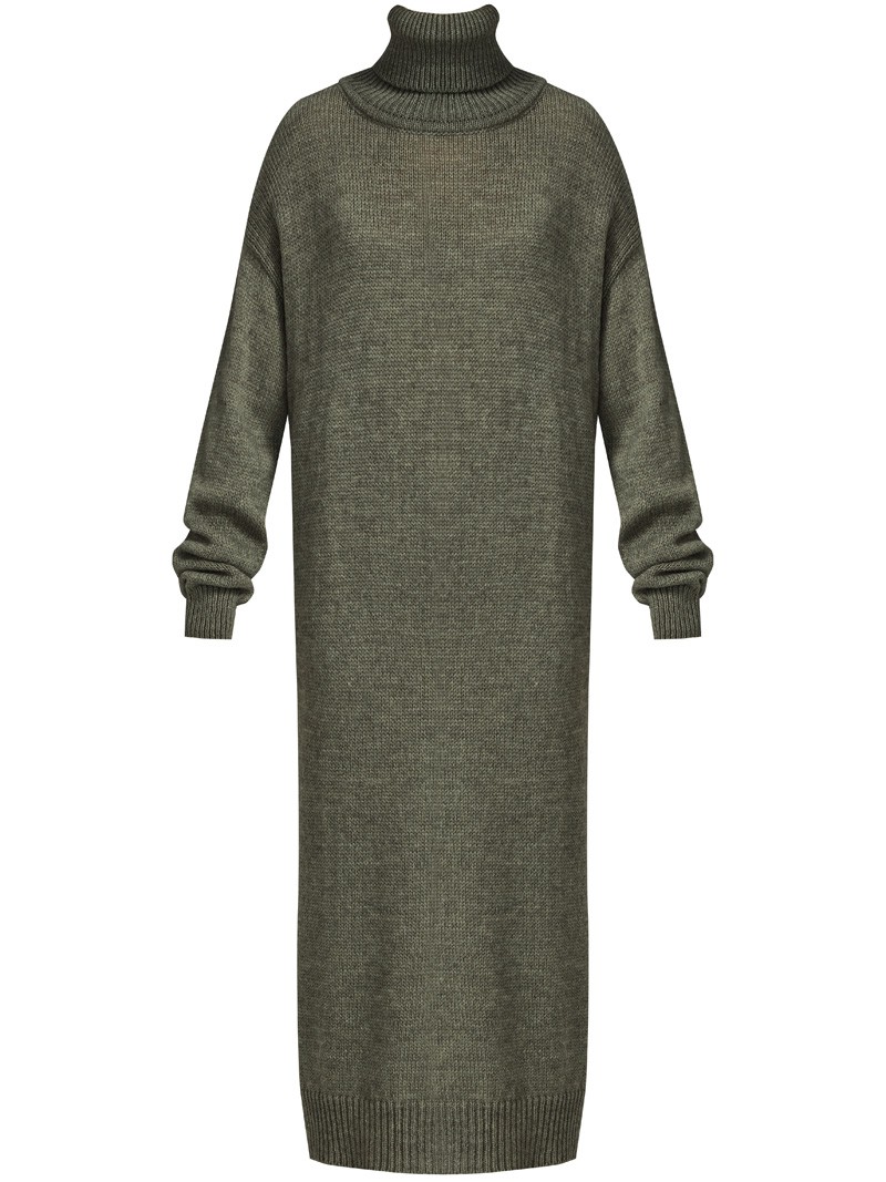 Платье трикотажное, цвет: хаки Allweneed Трикотажное платье длины миди прямого кроя. Дополнено широким высоким воротом. По низу рукава и низу изделия притачан манжет, что создает удобство при ношении платья. Идеальный вариант для прохладных зимнихпрогулок и уютных посиделок с друзьями.
На модели размер one size