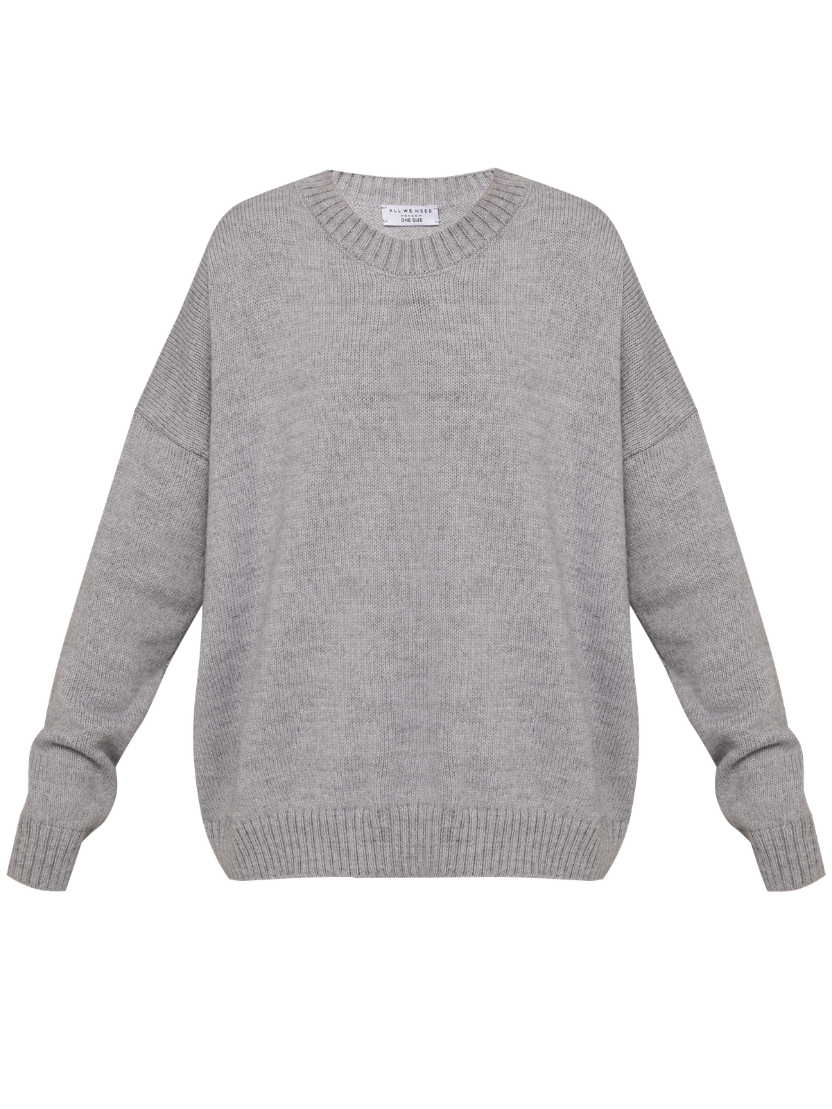 Костюм из вязанного трикотажа, состоящий из кофты и брюк. Кофта свободного силуэта со спущенным плечом. Брюки прямые с резинкой на поясе, зауженные к низу.

На модели размер one size