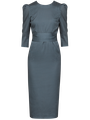 Платье-футляр миди с объемными рукавами. Пояс из основной ткани, подчеркивающий фигуру. Углубленный вырез на спине.Выполнено из легкой ткани из полиэстра с добавлением вискозы.

На модели размер M