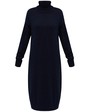 Трикотажное платье длины миди прямого кроя. Дополнено широким высоким воротом. По низу рукава и низу изделия притачан манжет, что создает удобство при ношении платья. Идеальный вариант для прохладных зимнихпрогулок и уютных посиделок с друзьями.