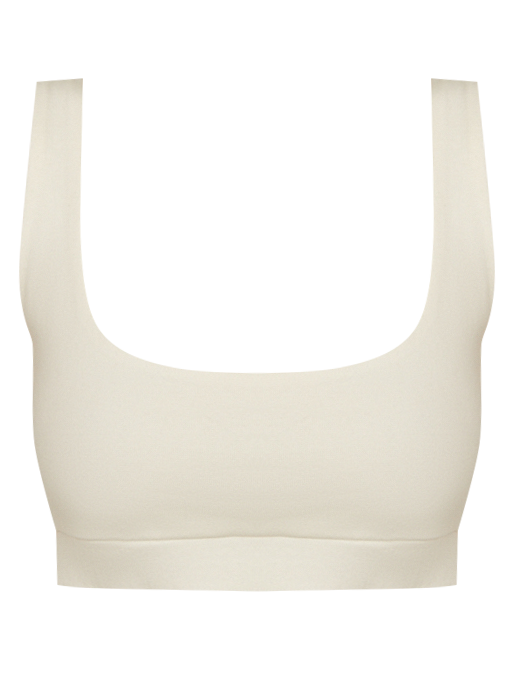 Укороченный топ облегающего кроя выполнен из двухслойной мягкой хлопковой ткани. Ткань топа плотная, что позволит носить его без нижнего белья. Квадратный вырез и широкие бретели подчеркивают плечи и линию декольте.

На модели размер XS