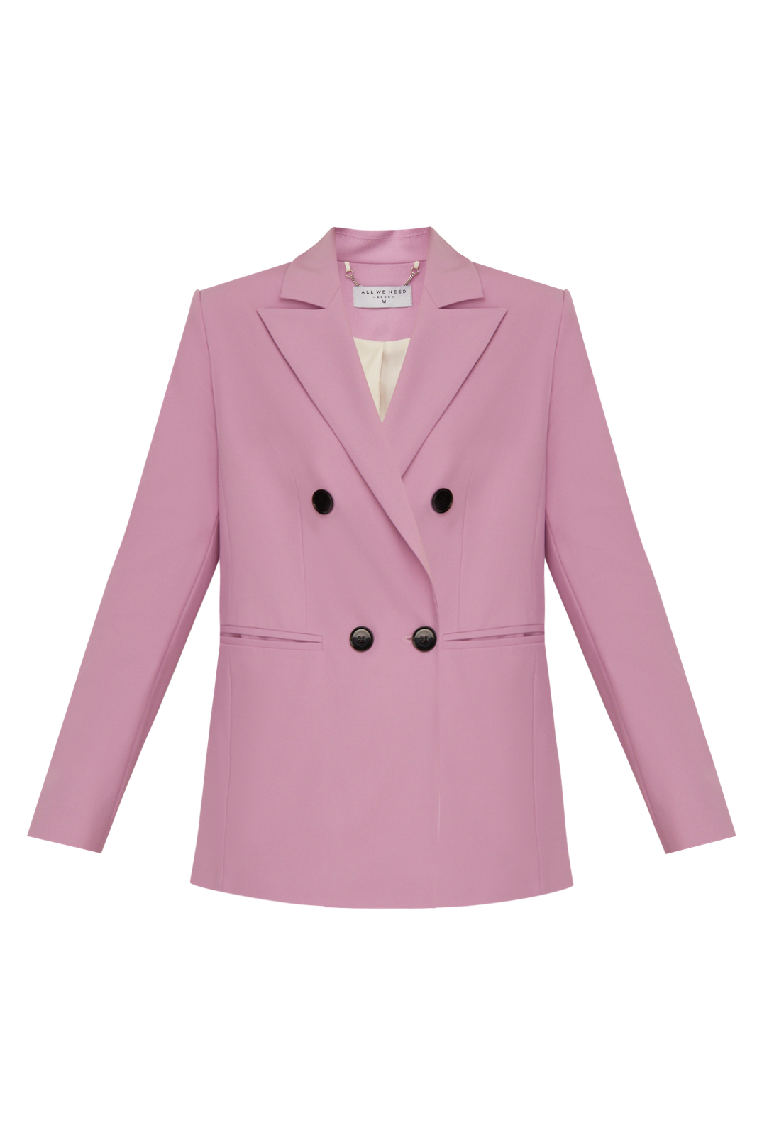 




Двубортный жакет прямого кроя из плотной костюмной ткани. Прорезные карманы и заостренные лацканы. Пуговицы создают контрастный акцент.

На модели размер XS