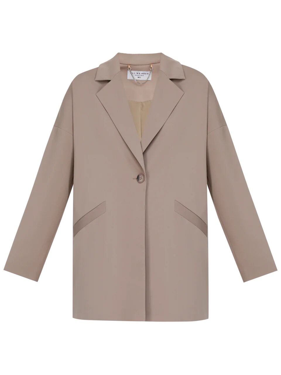 Однобортный жакет oversize, цвет: серо-розовый Allweneed
Однобортный жакет oversize из костюмной ткани оформлен широкими лацканами и прорезными карманами с листочками в тон. Приспущенный плечевой шов добавляет oversize крою дополнительный объем.
На модели размер S