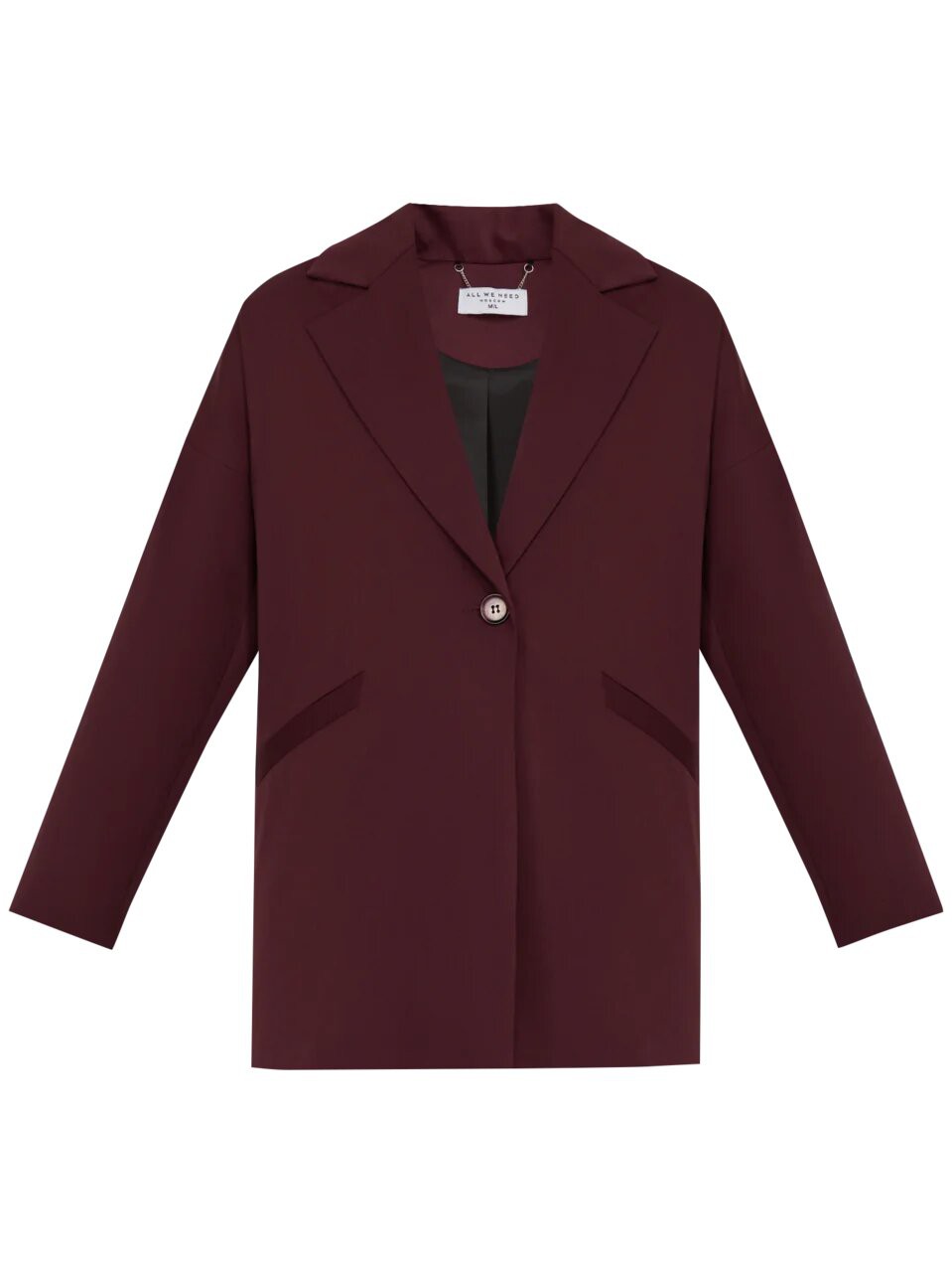Однобортный жакет oversize, цвет: бордовый Allweneed
Однобортный жакет oversize из костюмной ткани оформлен широкими лацканами и прорезными карманами с листочками в тон. Приспущенный плечевой шов добавляет oversize крою дополнительный объем.
На модели размер S