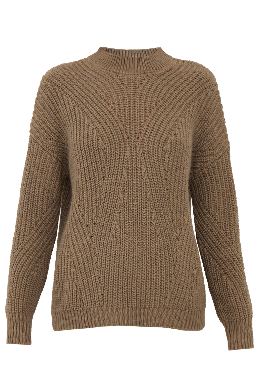 Свитер с фигурной вязкой, цвет: какао Allweneed
Свитер фигурной вязки с цельнокроенным рукавом и широкой ребристой окантовкой по манжетам и воротнику-стойке.
На модели размер ONE SIZE