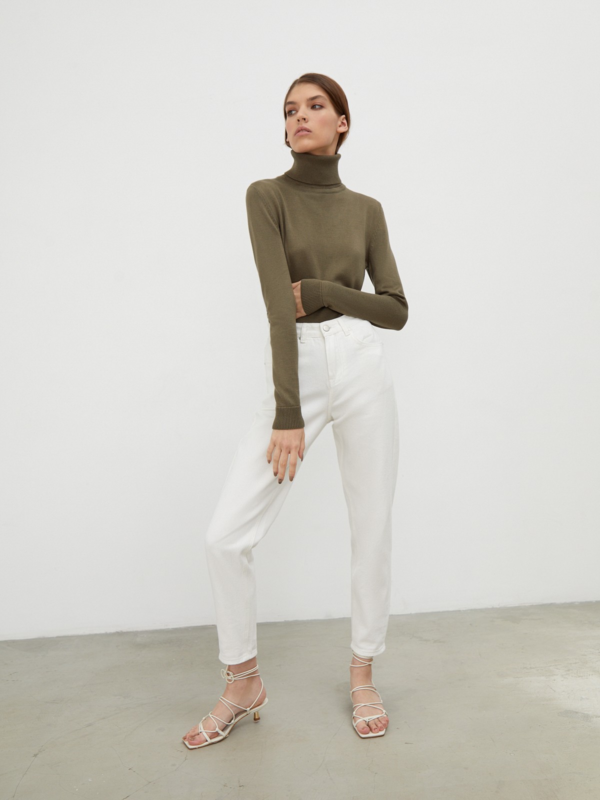 Вязаная водолазка, цвет: хаки Allweneed Классическая водолазка с длинным рукавом и высоким воротом. Отлично сочетается с брюками свободного кроя, юбками-карандаш и джинсами mom fit.
На модели размер XS