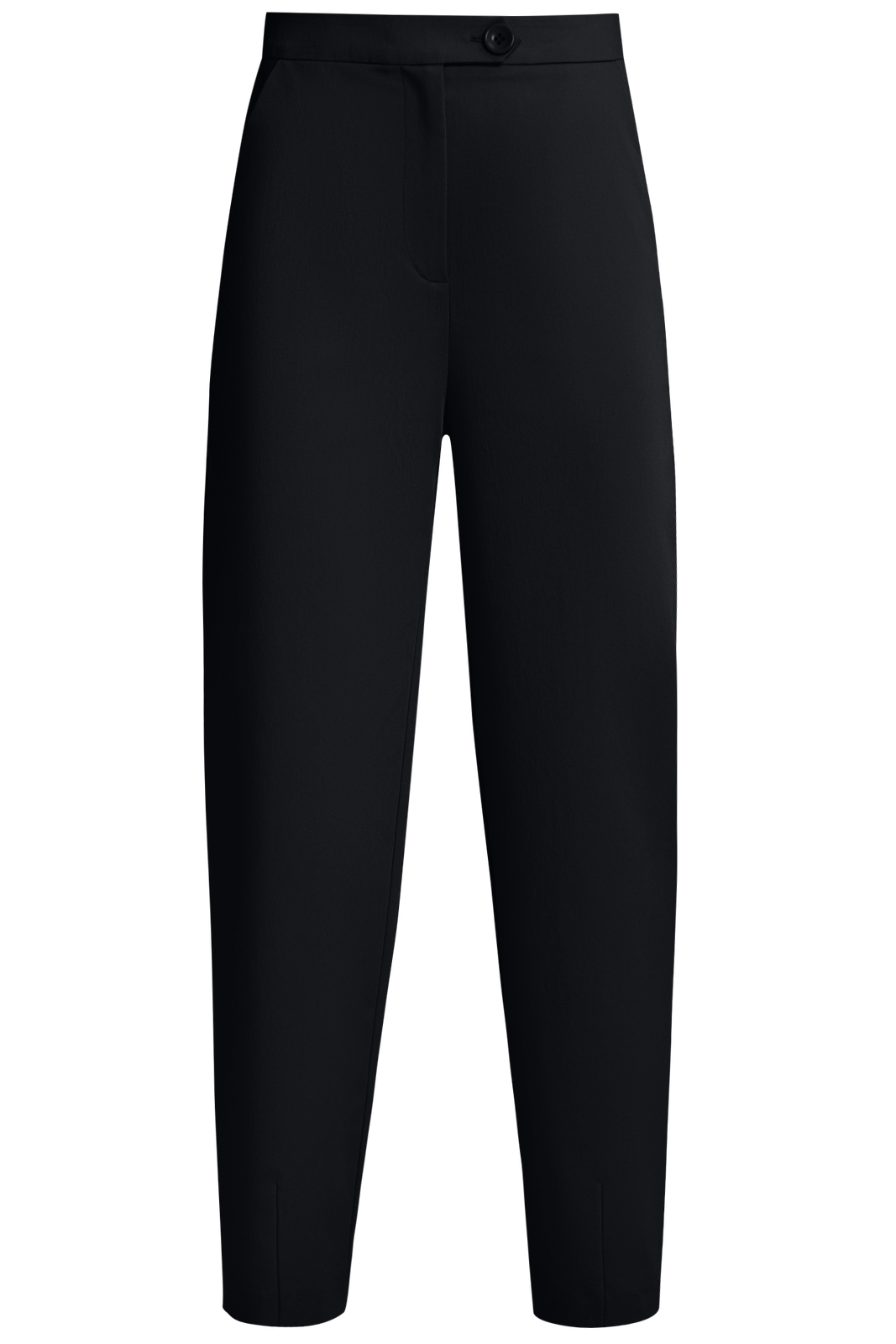 


Брюки из костюмной ткани с застежкой на молнию и асимметричную пуговицу. Средняя посадка и вытачки по низу формируют силуэт.

На модели размер XS