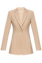 Приталенный костюмный жакет однобортного кроя на одной пуговице. Заостренные лацканы, имитация нагрудного кармана.

На модели размер XS